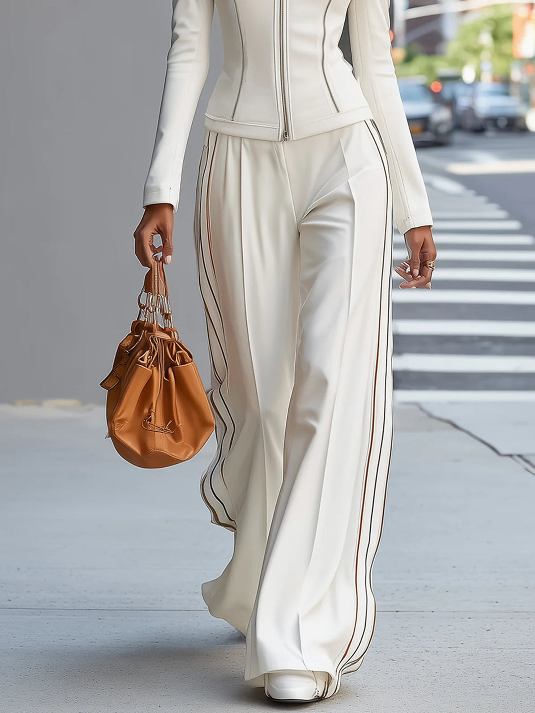 Hannah | White set with wide trousers