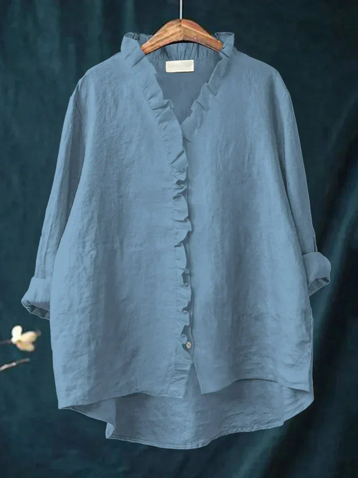 Lily | Blouse in cotton and linen with ruffles