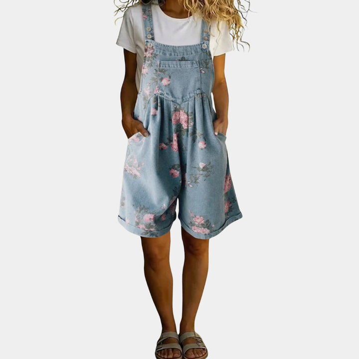 Judy | Vintage oprana mekana pamukasta denim cvjetna kombinezon jakna