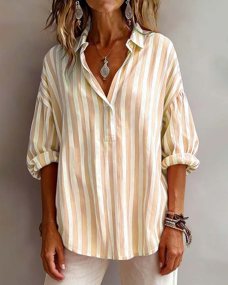 Deborah | Široka prugasta bluza s ovratnikom