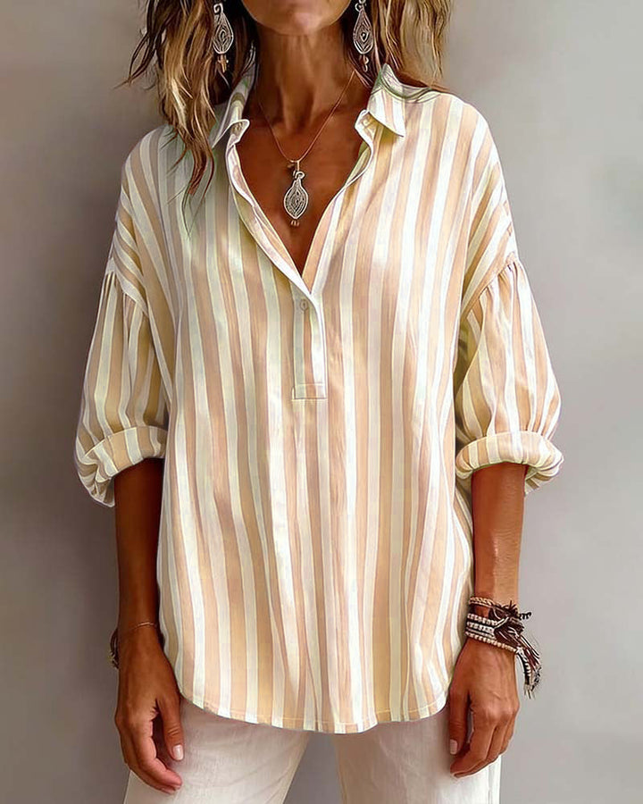 Deborah | Široka prugasta bluza s ovratnikom