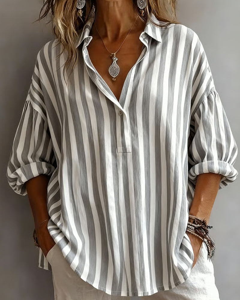Deborah | Široka prugasta bluza s ovratnikom