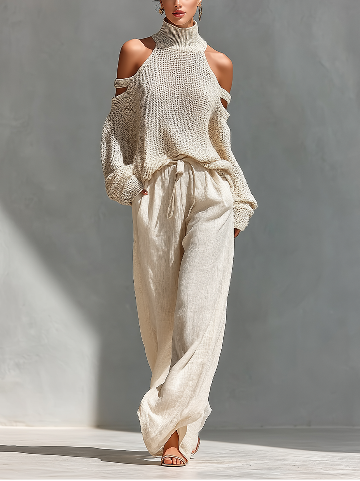 Eleanor | Knitted set with wide-leg pants