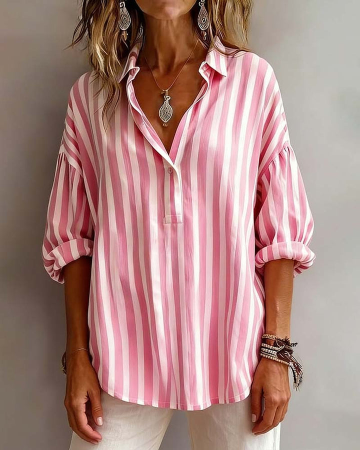 Deborah | Široka prugasta bluza s ovratnikom