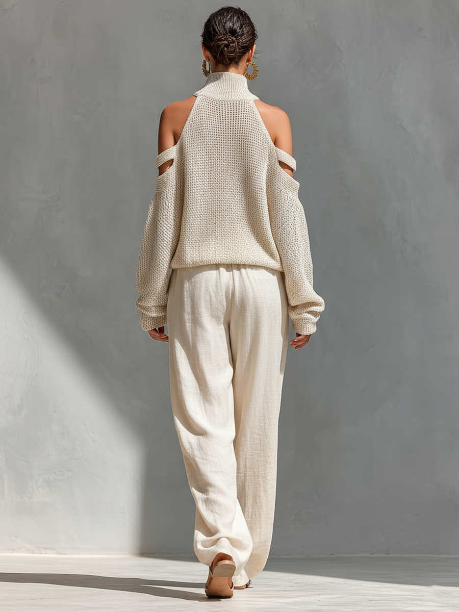 Eleanor | Knitted set with wide-leg pants