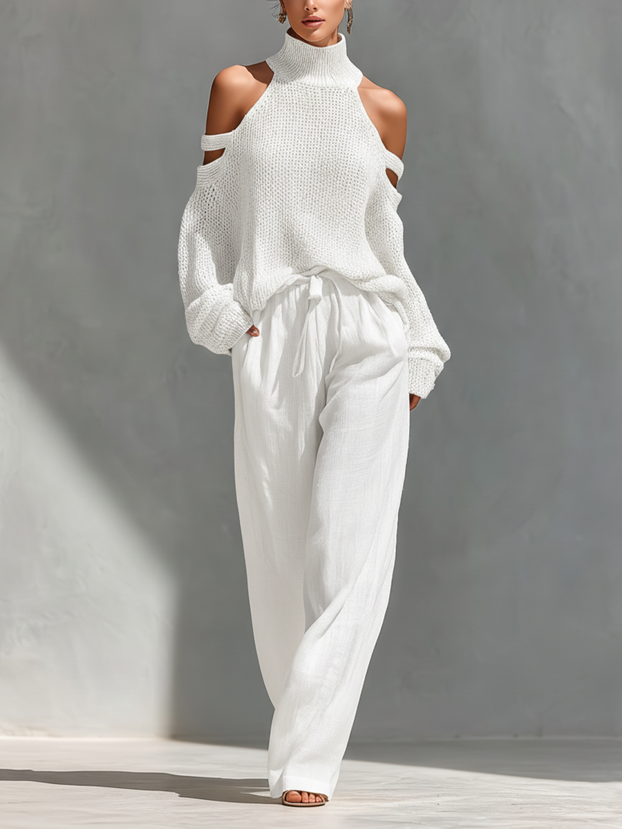 Eleanor | Knitted set with wide-leg pants