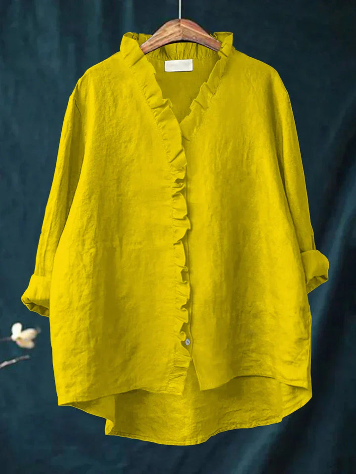 Lily | Blouse in cotton and linen with ruffles