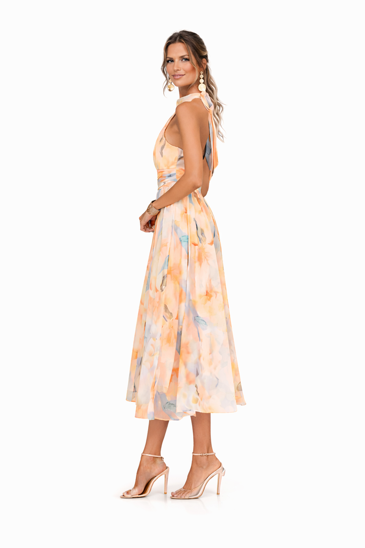 Esther™ | Maksi haljina s halter izrezom i akvarel printom