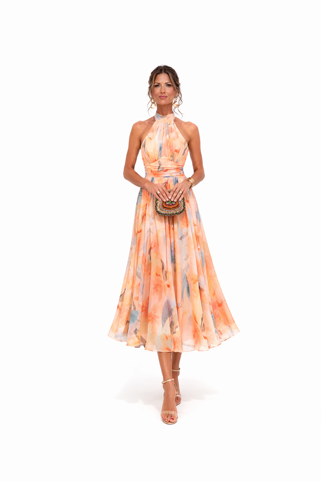 Esther™ | Maksi haljina s halter izrezom i akvarel printom