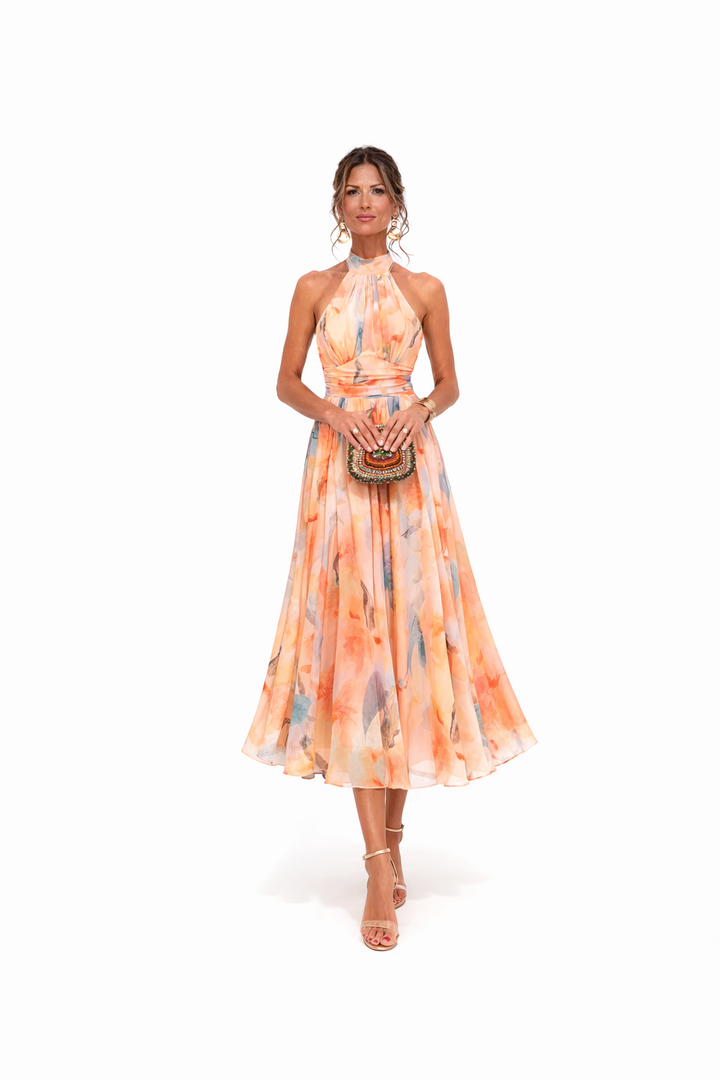 Esther™ | Maksi haljina s halter izrezom i akvarel printom