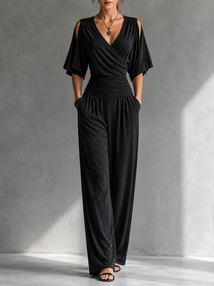Valerie™ | Elegantan kombinezon s V-izrezom i širokim nogavicama
