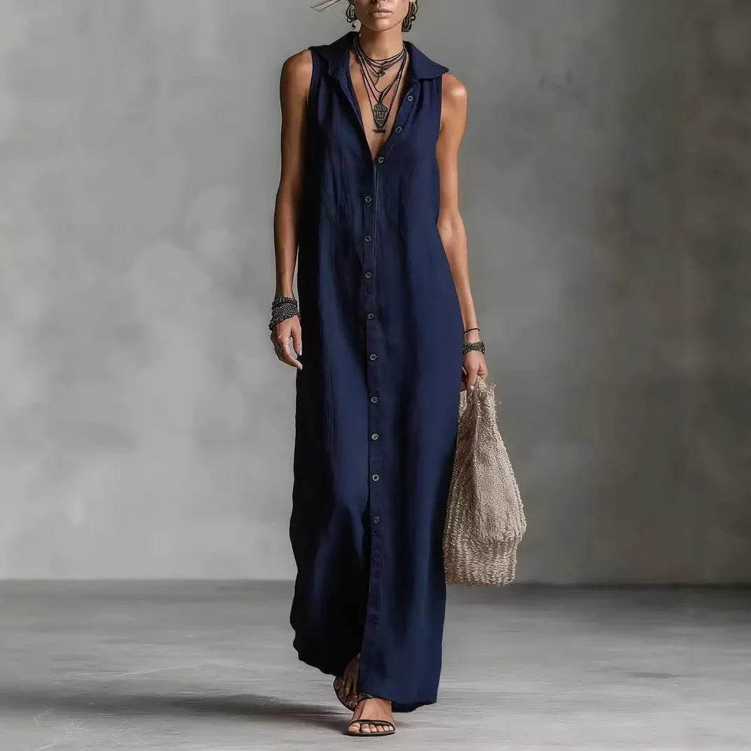 Penélope | Elegantna i ležerna midi haljina s V-izrezom