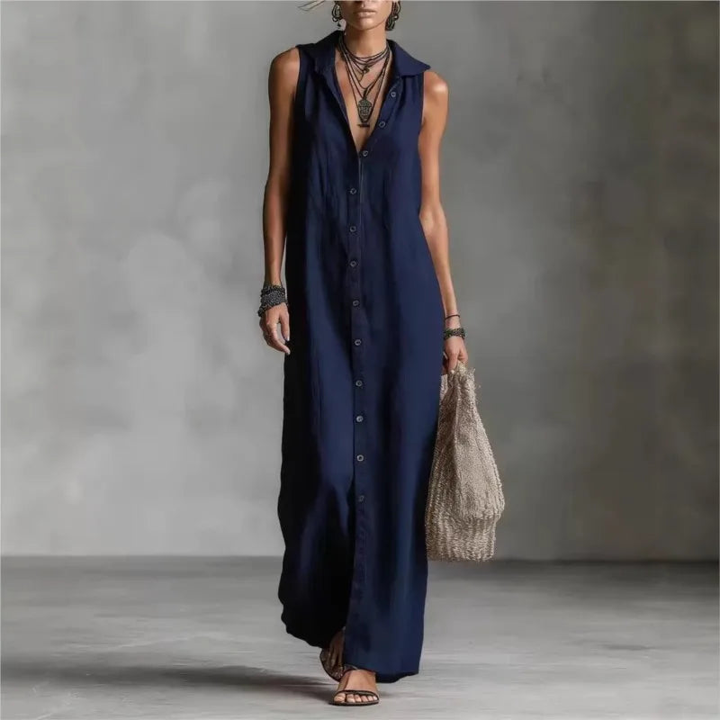 Penélope | Elegantna i ležerna midi haljina s V-izrezom