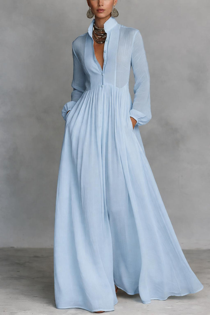 Selena | Maxi haljina s fluidnim prednjim gumbima