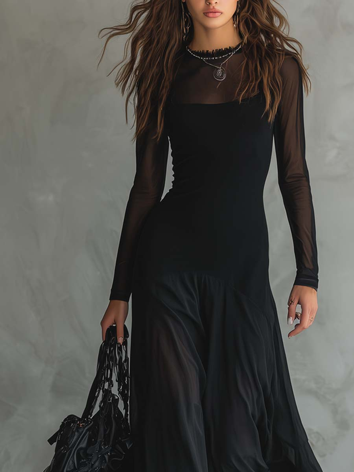 Diane• Black tulle relaxed fit maxi dress