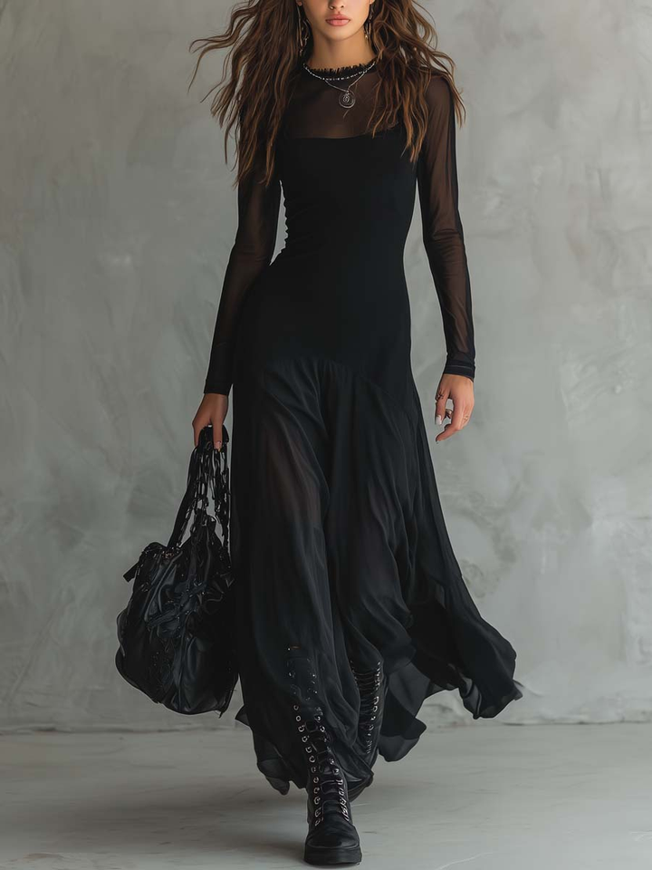 Diane• Black tulle relaxed fit maxi dress