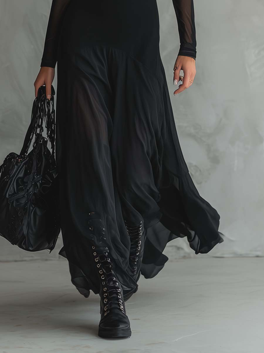 Diane• Black tulle relaxed fit maxi dress