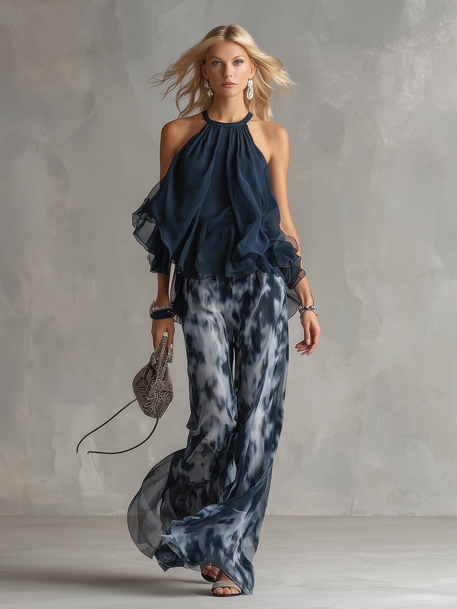 Ludovica™ | Mornarski halter tiskani široki komplet