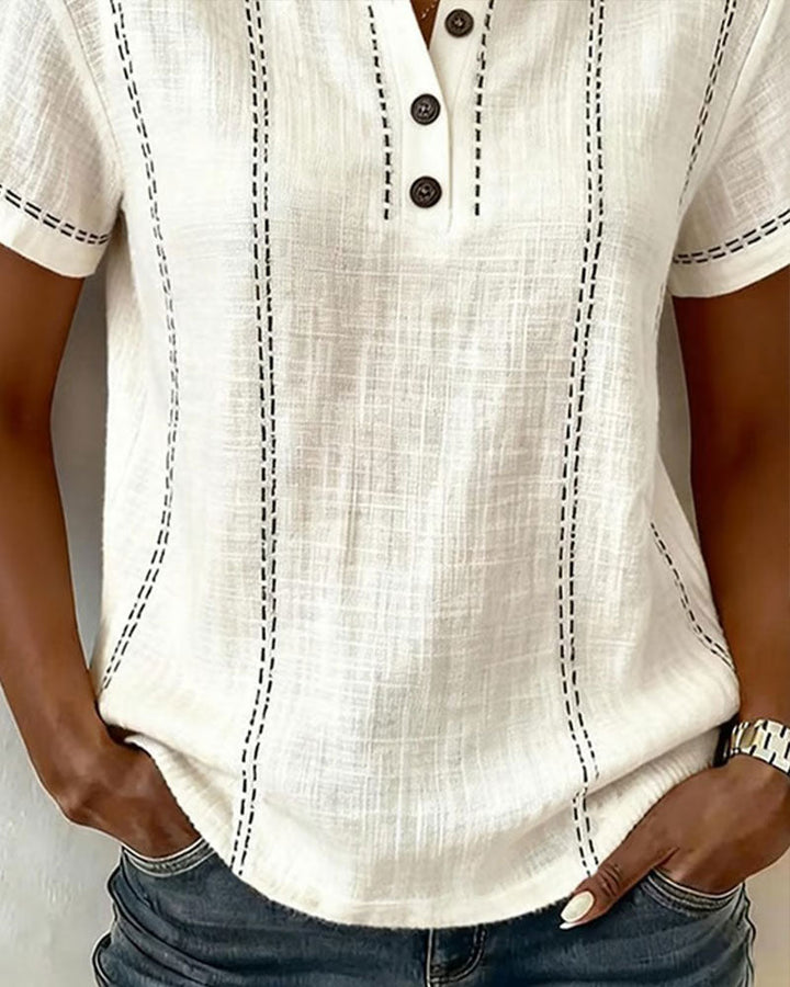Linda | Ležerno tričko s gumbima i V-izrezom
