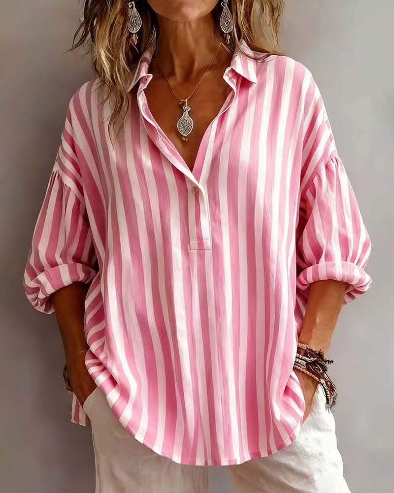 Deborah | Široka prugasta bluza s ovratnikom