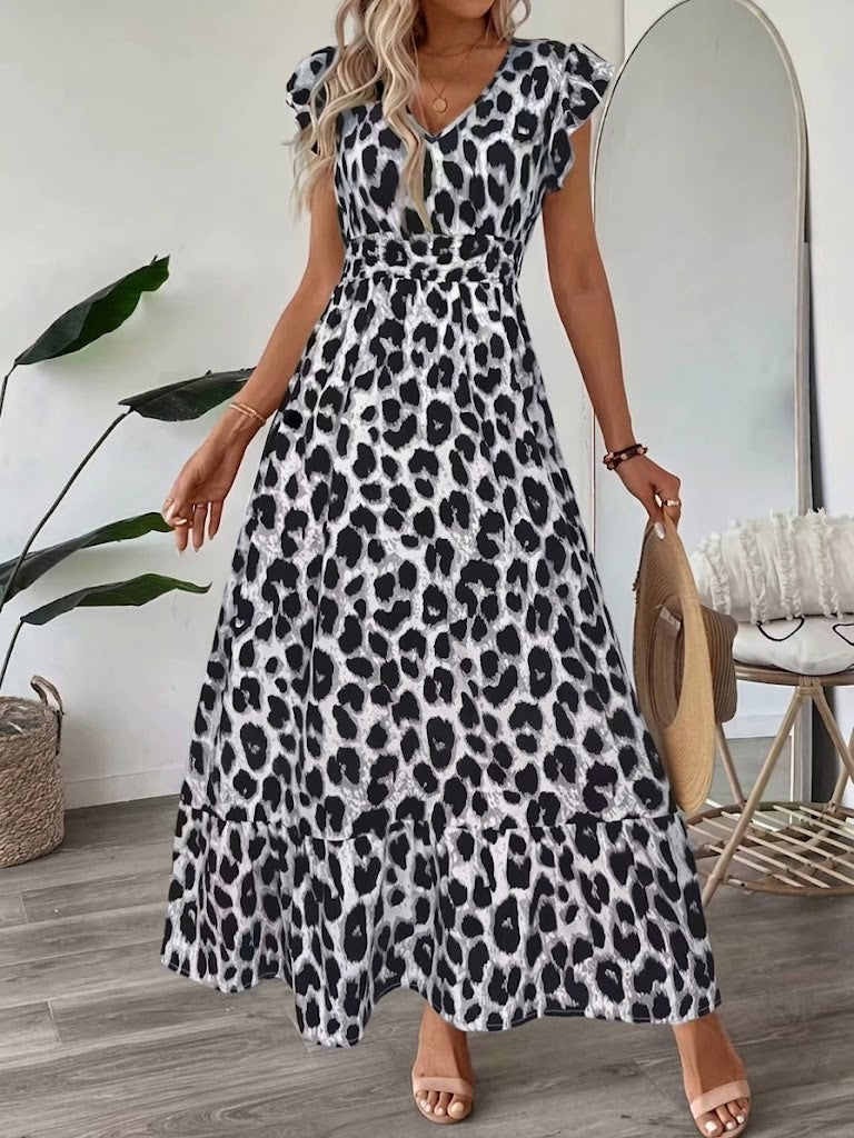 Candela | Maxi Baroque V-neck dress