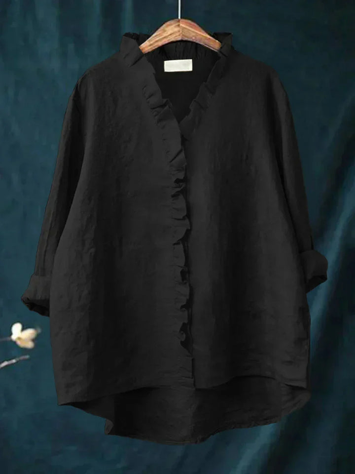 Lily | Blouse in cotton and linen with ruffles