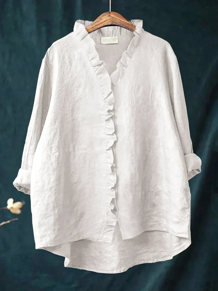 Lily | Blouse in cotton and linen with ruffles