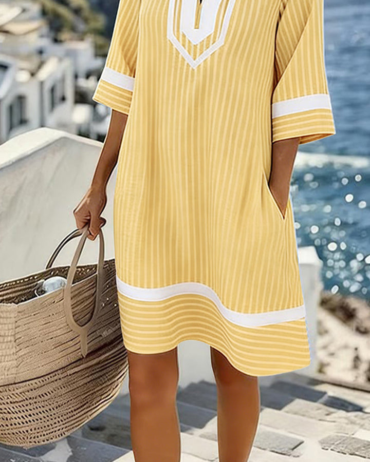 Klara™ | Lagana prugasta haljina s V izrezom