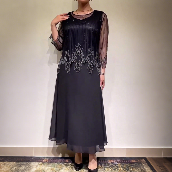 Isabella™ | Elegantna midi haljina s prozirnim rukavima i nježnim detaljima