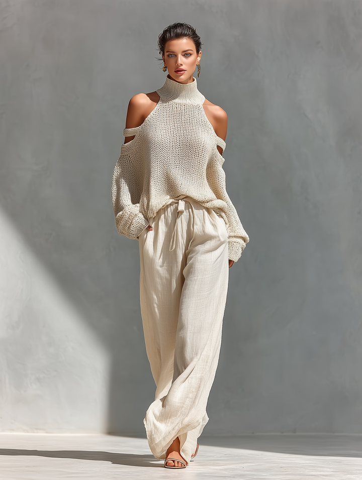 Eleanor | Knitted set with wide-leg pants
