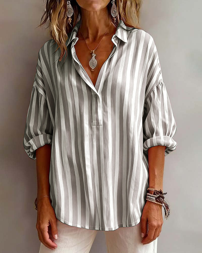 Deborah | Široka prugasta bluza s ovratnikom