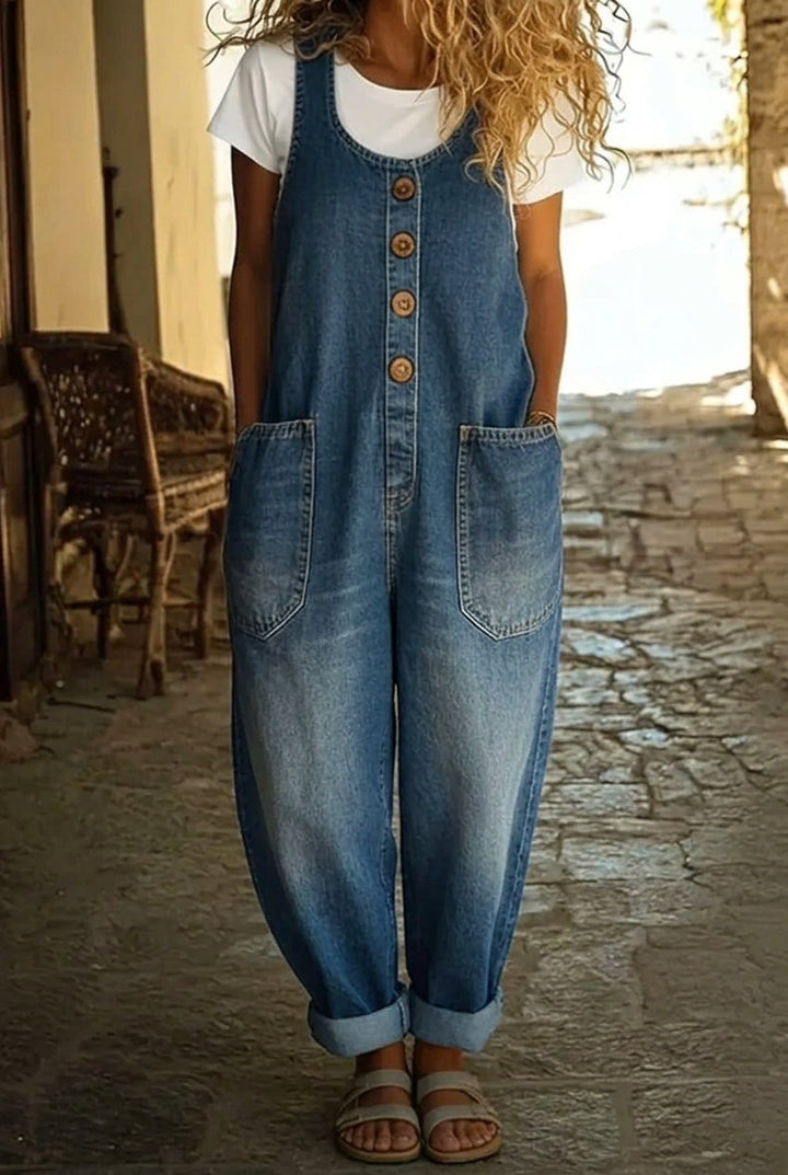 Saylor | Women's Washed Cotton Vintage Denim Jumpsuit