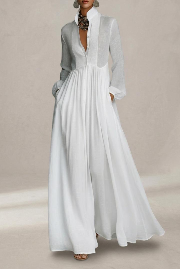 Selena | Maxi haljina s fluidnim prednjim gumbima