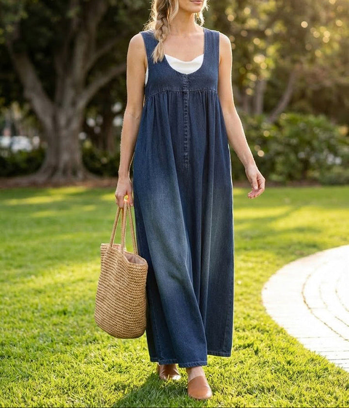 Karen | Vintage Maxi haljina od ispranog trapera mekanog pamučnog osjećaja