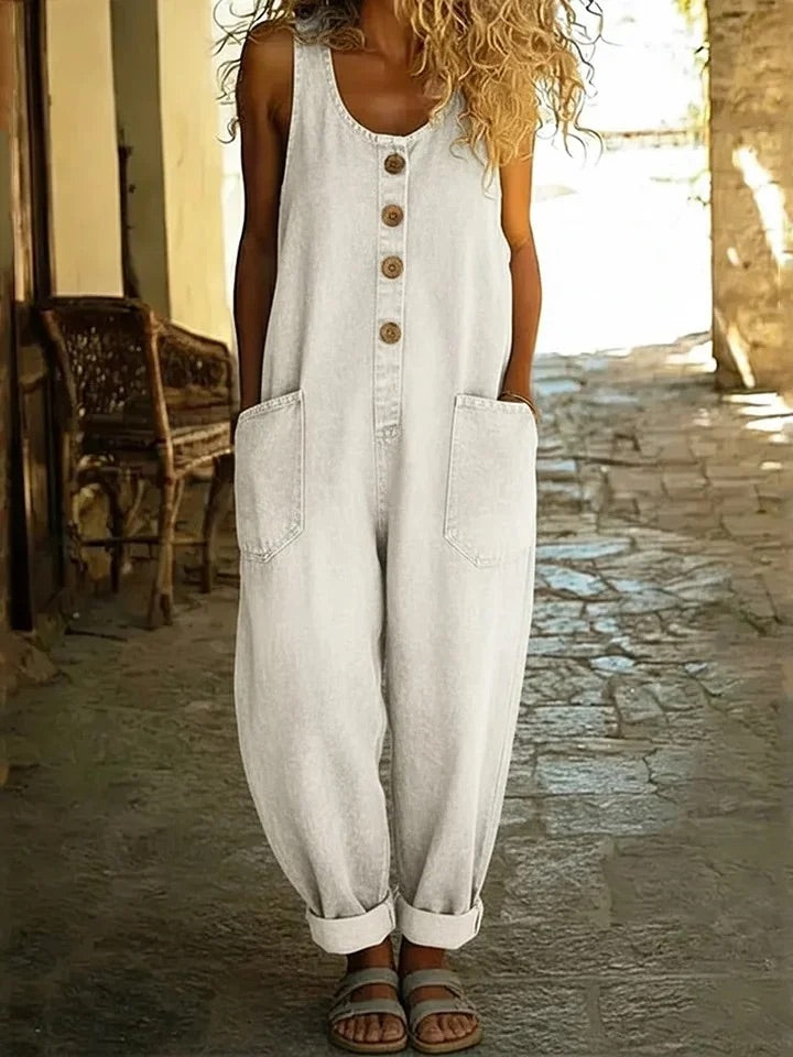 Ruth | Vintage Washed Cotton Denim Dungarees