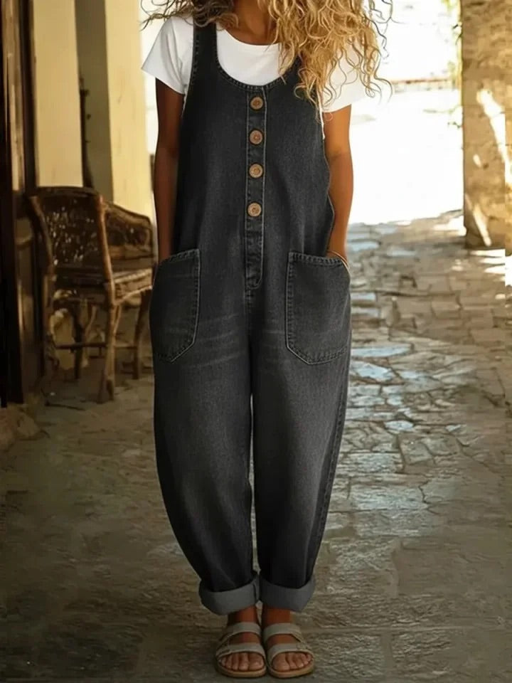Ruth | Vintage Washed Cotton Denim Dungarees